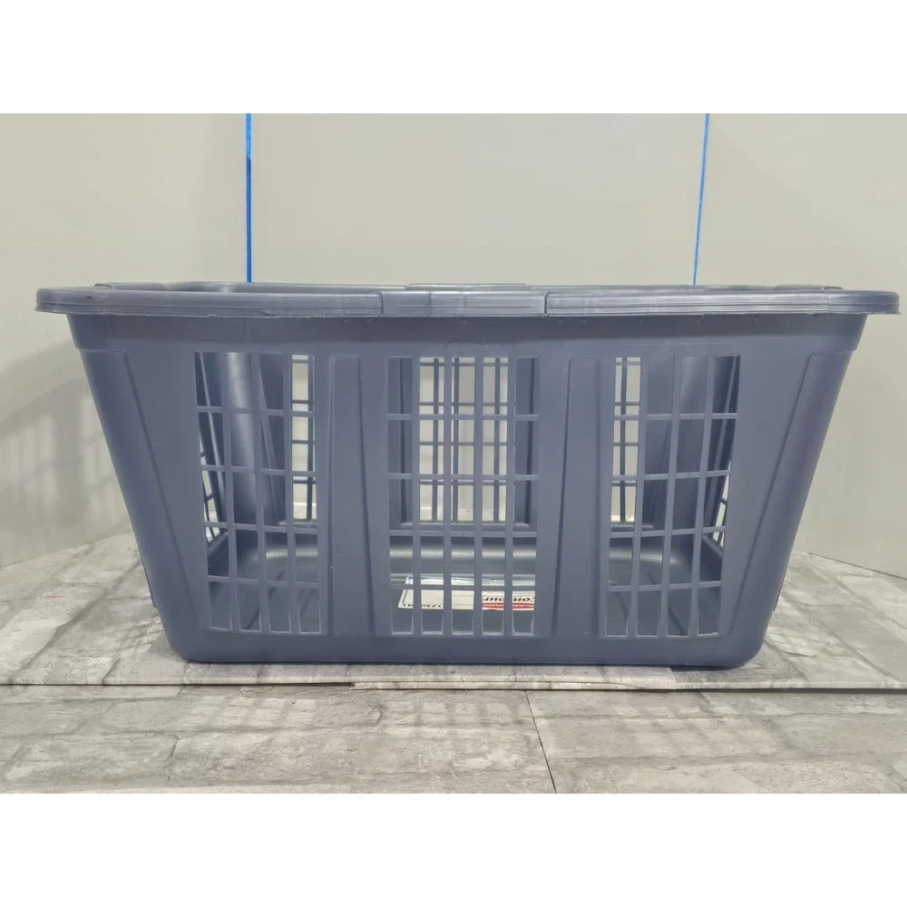 Vintage Rubbermaid 2965 90s Y2K Slate Blue Laundry Basket Rectangular 22